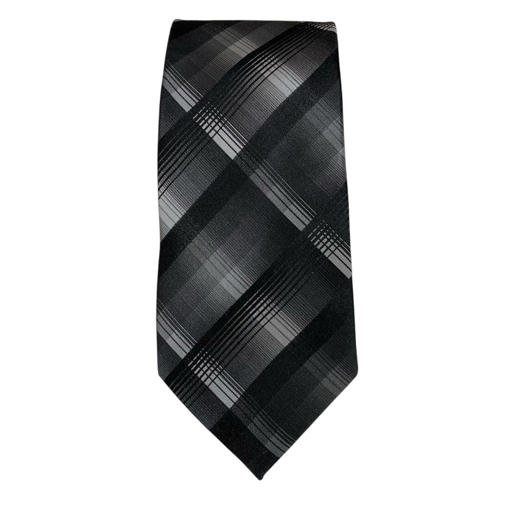 Calvin Klein Black Plaid Men's Silk Tie NWT